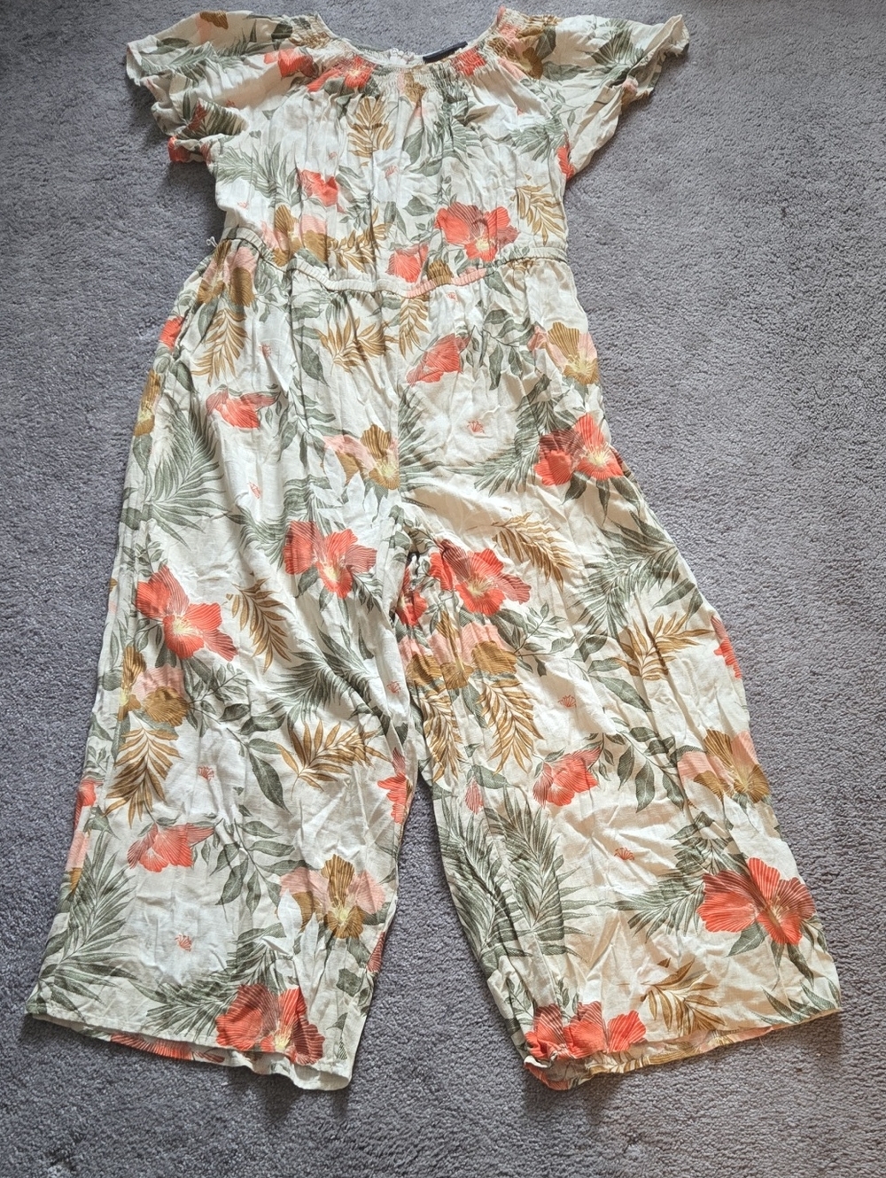 Lane Bryant Tropical-Inspired Off-Shoulder, Wide-Leg Jumpsuit, Size 20